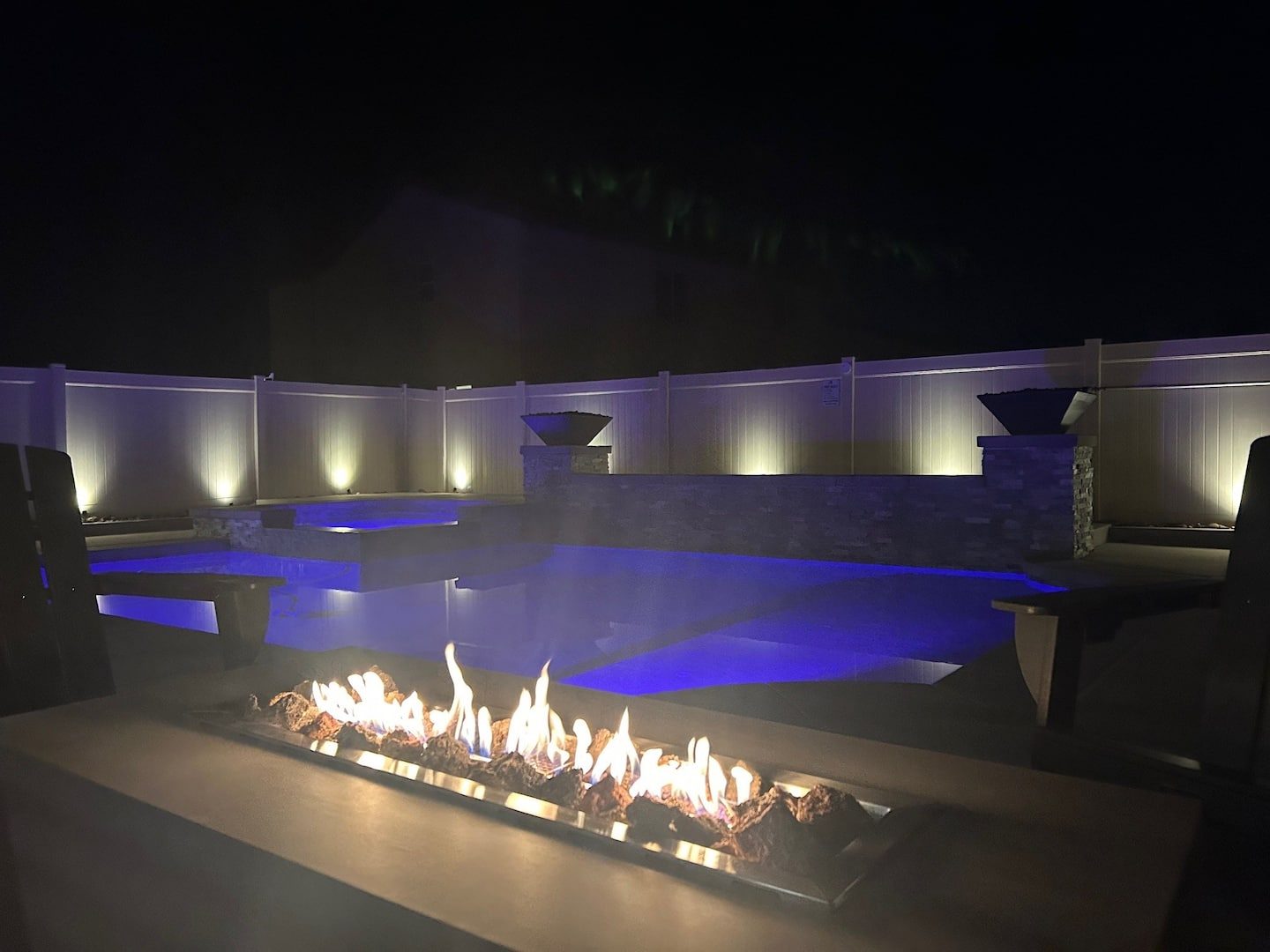 Fire pit by the pool
