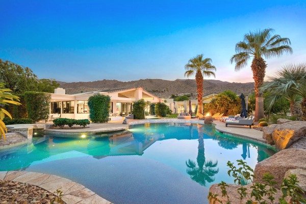 Villa pool at dusk